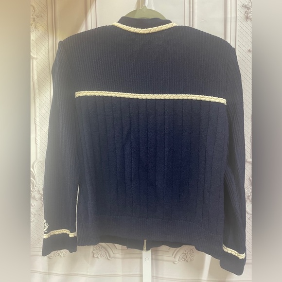 St. John Collection embroidered wool rayon sweater zip cardigan medium jacket - Picture 10 of 12